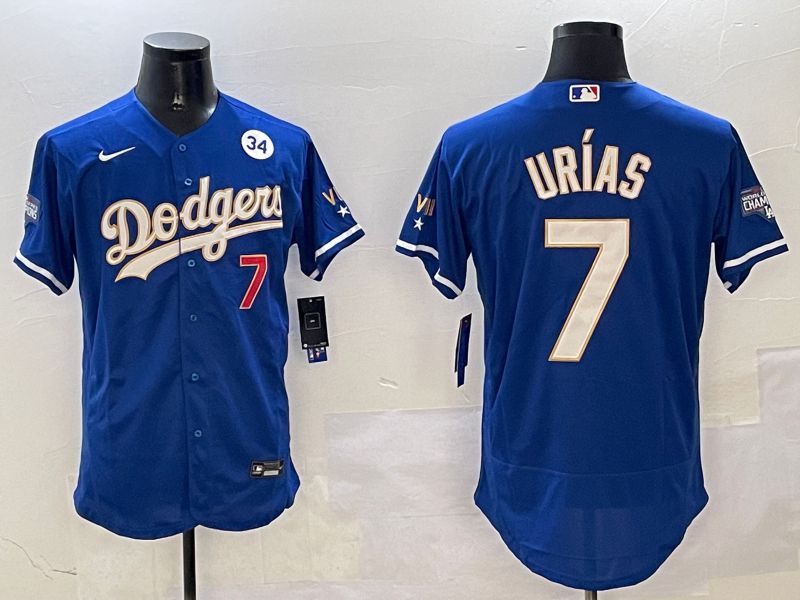 Men Los Angeles Dodgers #7 Urias Blue Gold Elite 2025 Nike MLB Jersey style 8